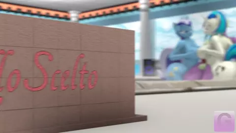 2 ponies playing with the boytoy