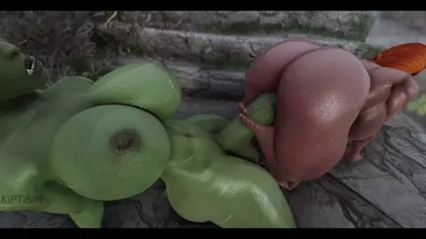 Dark Babe Rides Huge Futa Orc Cock