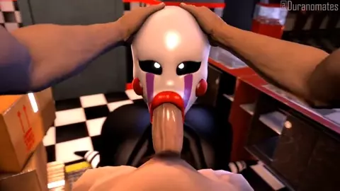 Puppet gives you a blowjob behind the Counter for winning a game