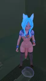 Futa wolfgirl cumming in boy bathroom (vertical)