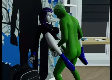 Beast Boy and Raven wall ride sex camera angle 3 with audio