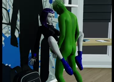 Beast Boy and Raven wall ride sex camera angle 3 with audio