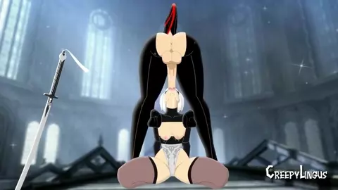 Futa Bayonetta fucking 2B throat