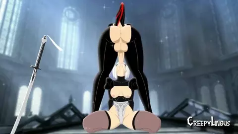 Futa Bayonetta fucking 2B throat