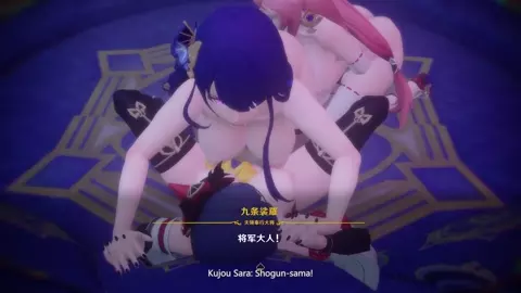 Yae Miko, Raiden Shogun & Kujou Sara Sex Wife Harem 1440p 60fps English Sub