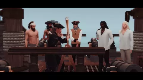 TAIL OF A MERMAID AND THREE COCKS