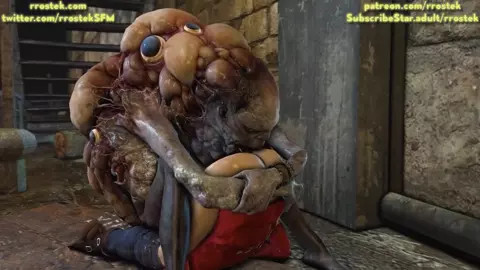 Claire Redfield captured by the  fish monster Salvatore Moreau