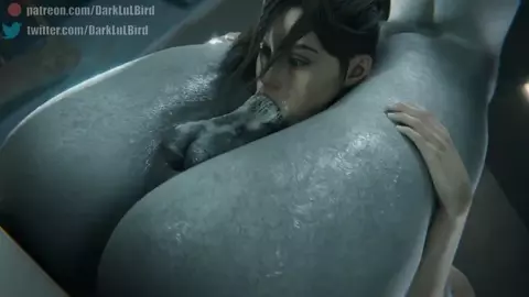 Claire Redfield headlocked by Mrs.X