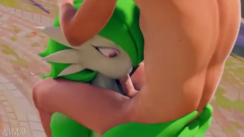 Gardevoir gives a hanging deepthroat