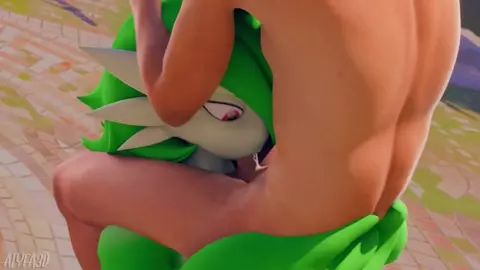 Gardevoir gives a hanging deepthroat