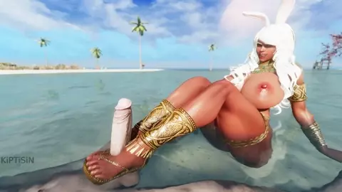 Very Busty Babe With Bunny Ears Fucks Dragonborn on the Beach
