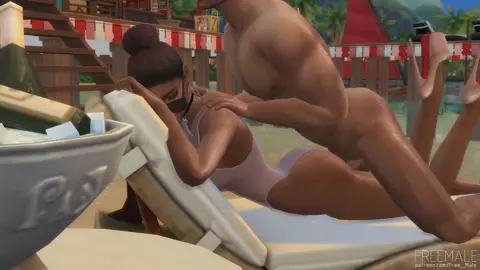 Wanda Walters Relaxing on the Beach 4K