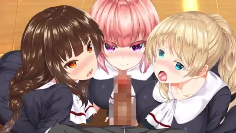 Triple blowjob Classroom