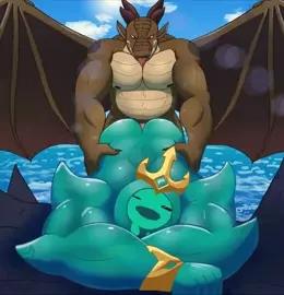 Poseidon getting a taste of dragon cock