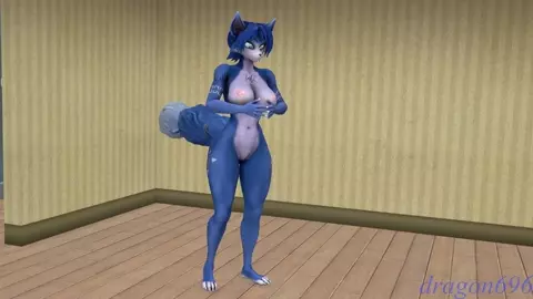 Krystal doing Cammy stretch (nude version)