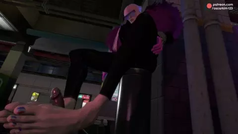 Manon gives a footjob