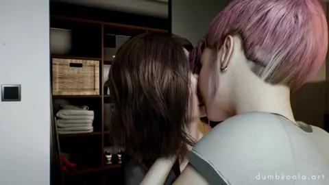 Pretty girls kissing