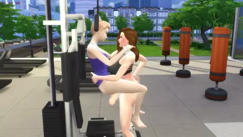 A sweet FUTANARI TEEN and a busty FUTANARI MILF get a dirty fuck in the GYM