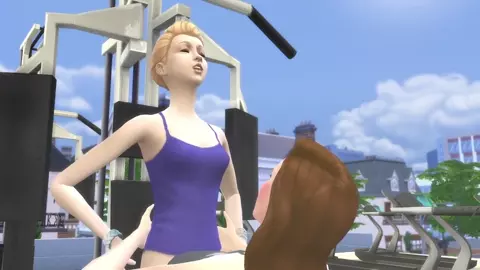 A sweet FUTANARI TEEN and a busty FUTANARI MILF get a dirty fuck in the GYM