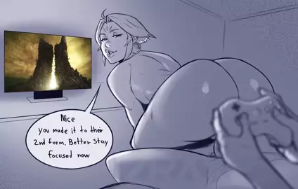 Huge ass gf distracts you while you play Elden Ring [@izraart]