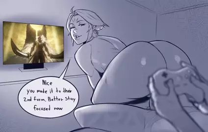 Huge ass gf distracts you while you play Elden Ring [@izraart]