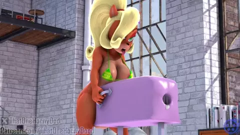 Coco experiments with her peanits