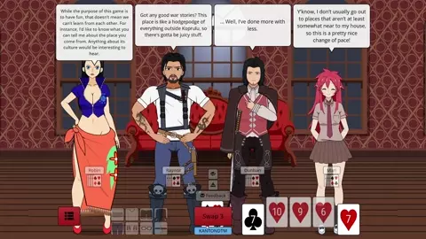 Strip Poker Night at the inventory: Robin, Raynor, Dunban, Mari