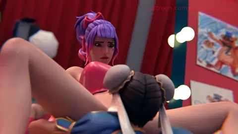 Chun-li and Tracy from Fortnite Have Hot Lesbian Sex With Dildo Play