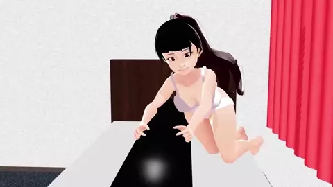 Cocoa Anime girl massages a hard, thick stick.