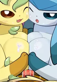 Leafeon & Glaceon Double Paizuri