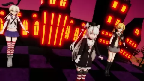 Shimakaze, Amatsukaze & Abukuma - Happy Halloween [MMD R18] V5859