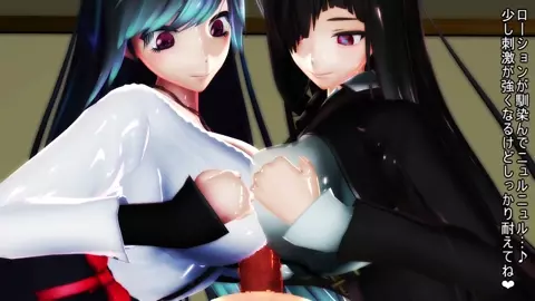 [MMD] Komachi and Milk's Double Paizuri Continuous Milking