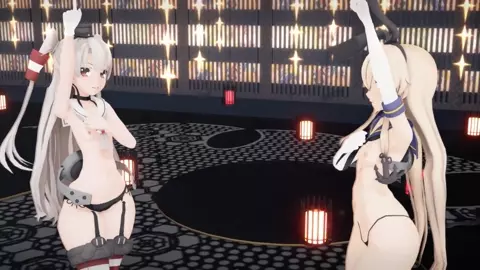 Shimakaze & Amatsukaze - Hand in Hand [MMD R18] MofuMofu