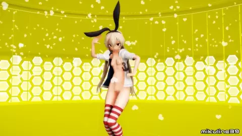Shimakaze - Deep Blue Town [MMD R18] Mikuline39