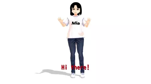 【Mia】 Anime girl tried to hide her body with a tray, but it was impossible.