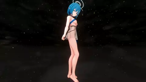 Aoi Oki Hentai Blue Archive Undress Sex Dance Elf Girl Threesome Creampie MMD 3D