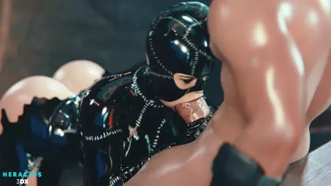 Catwoman enjoying her huge cock