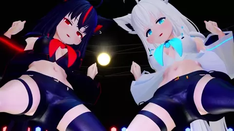 forward and backward hip swing Bass Knight  Shirakami Fubuki&Kurokami Fubuki