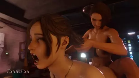 Jill & Ada futa fuck Claire in a threesome [Sound]