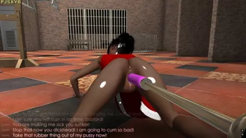 Angry Gal Saiko in Xmas dress pissing while using machine - PJSXYB