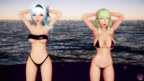 MMD R18 Fire Emblem x Genshin Impact / Byleth x Eula Bikini Dance