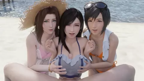 Aerith Tifa Yuffie Foursome Titjob 1 (sound)