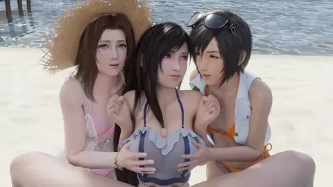 Aerith Tifa Yuffie Foursome Titjob 1 (sound)