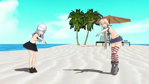 Shimakaze & Hibiki - Deep Blue Town [MMD R18] Pekuchin