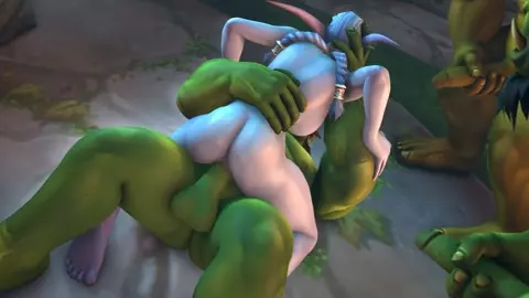 Night elf priestess fucked and impregnated by orcs