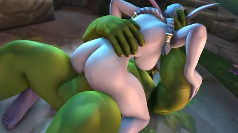 Night elf priestess fucked and impregnated by orcs