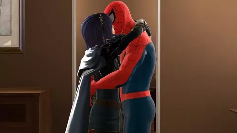 Lucina x Spider-Man kissing