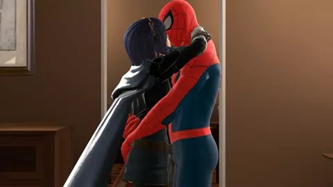 Lucina x Spider-Man kissing