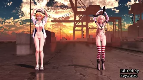 Shimakaze & Prinz - Kanmusu Ondo [MMD R18] key2005