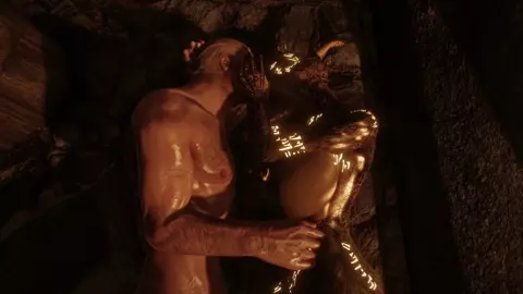 Argonian and Dovahkiin find themselves naked in an Inn [Kar_Tavi]